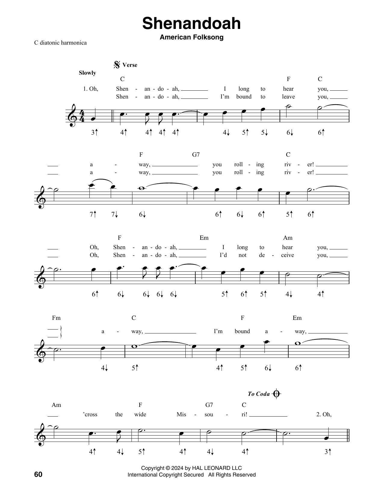 Product gallery: Page 1 of 1 Shenandoah, American Folksong