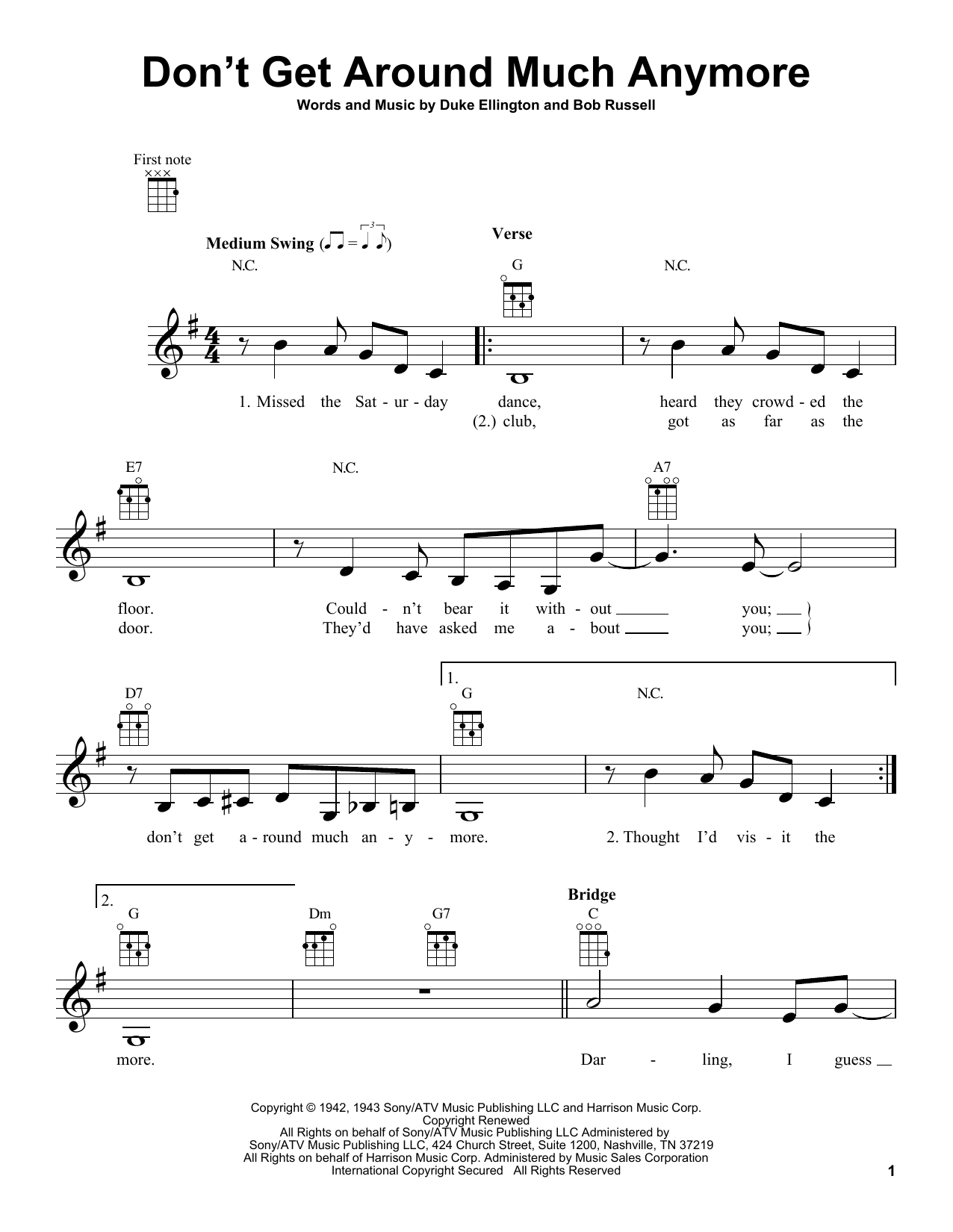Product gallery: Page 1 of 1 Don't Get Around Much Anymore, Duke Ellington