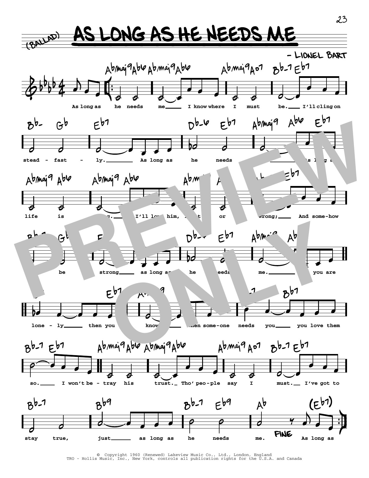 Produktbild zu: As Long As He Needs Me (Low Voice)