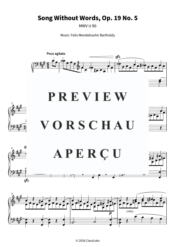 Product gallery: Page 5 of 10 Song Without Words, Op. 19 No. 5, , Solo Piano