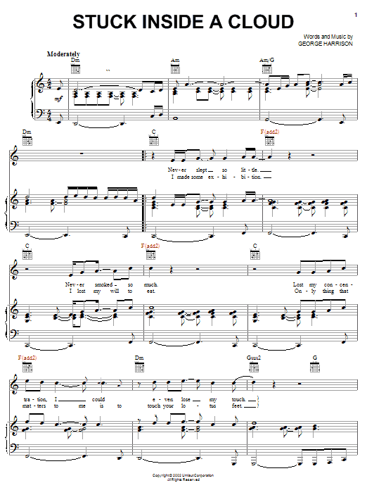 Produktgalerie: Seite 1 von 1 Stuck Inside A Cloud, George Harrison, Gesang, Gitarre, Klavier