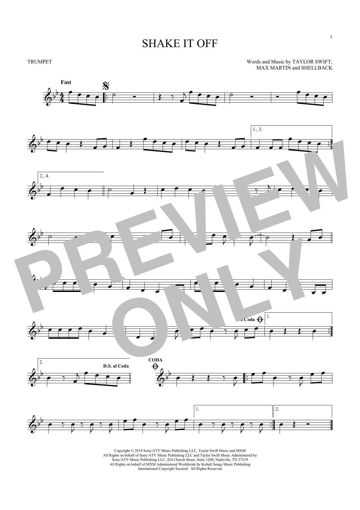 Produktgalerie: Seite 1 von 1 Shake It Off, Taylor Swift, Trompete