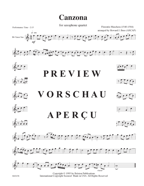 Produktgalerie: Seite 10 von 11 Canzona , , (Saxophonquartett SATB)