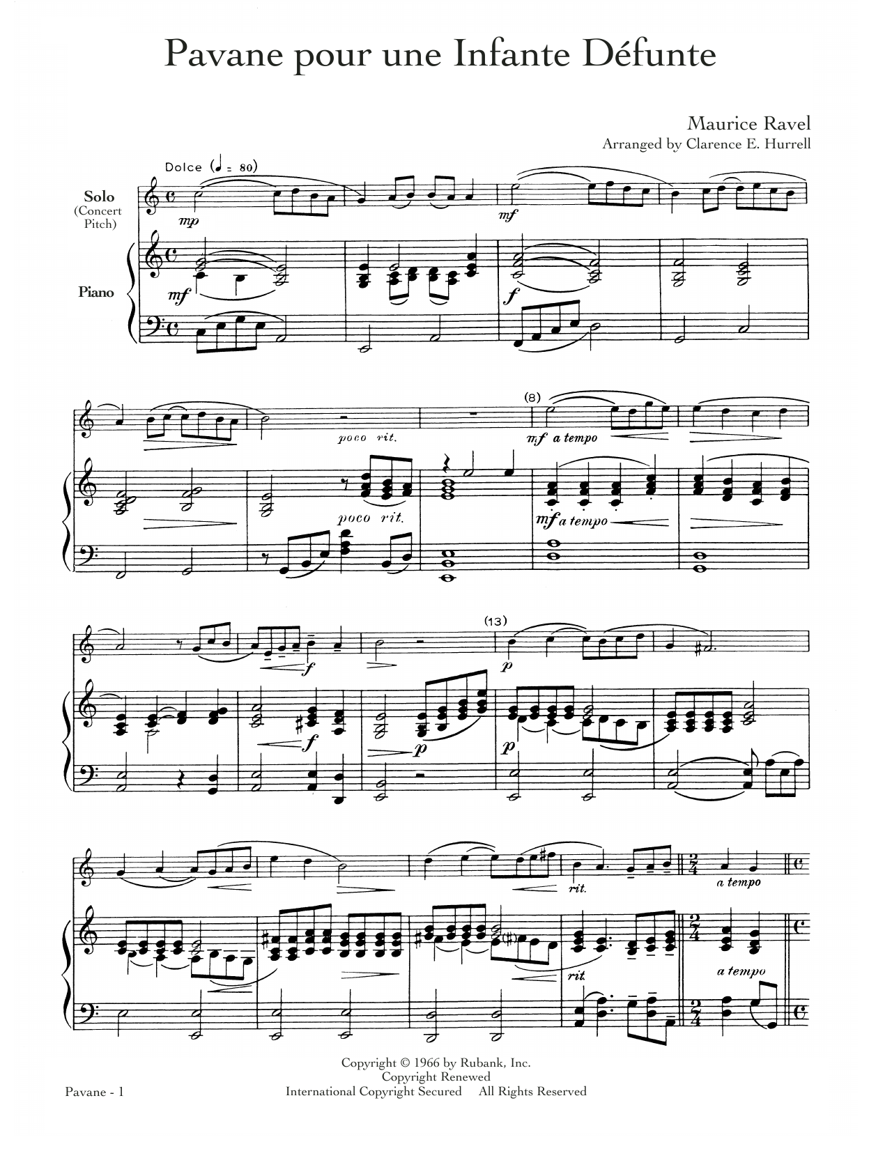 Produktgalerie: Seite 1 von 1 Pavane pour une Infante Defunte, Maurice Ravel, Horn, Klavier