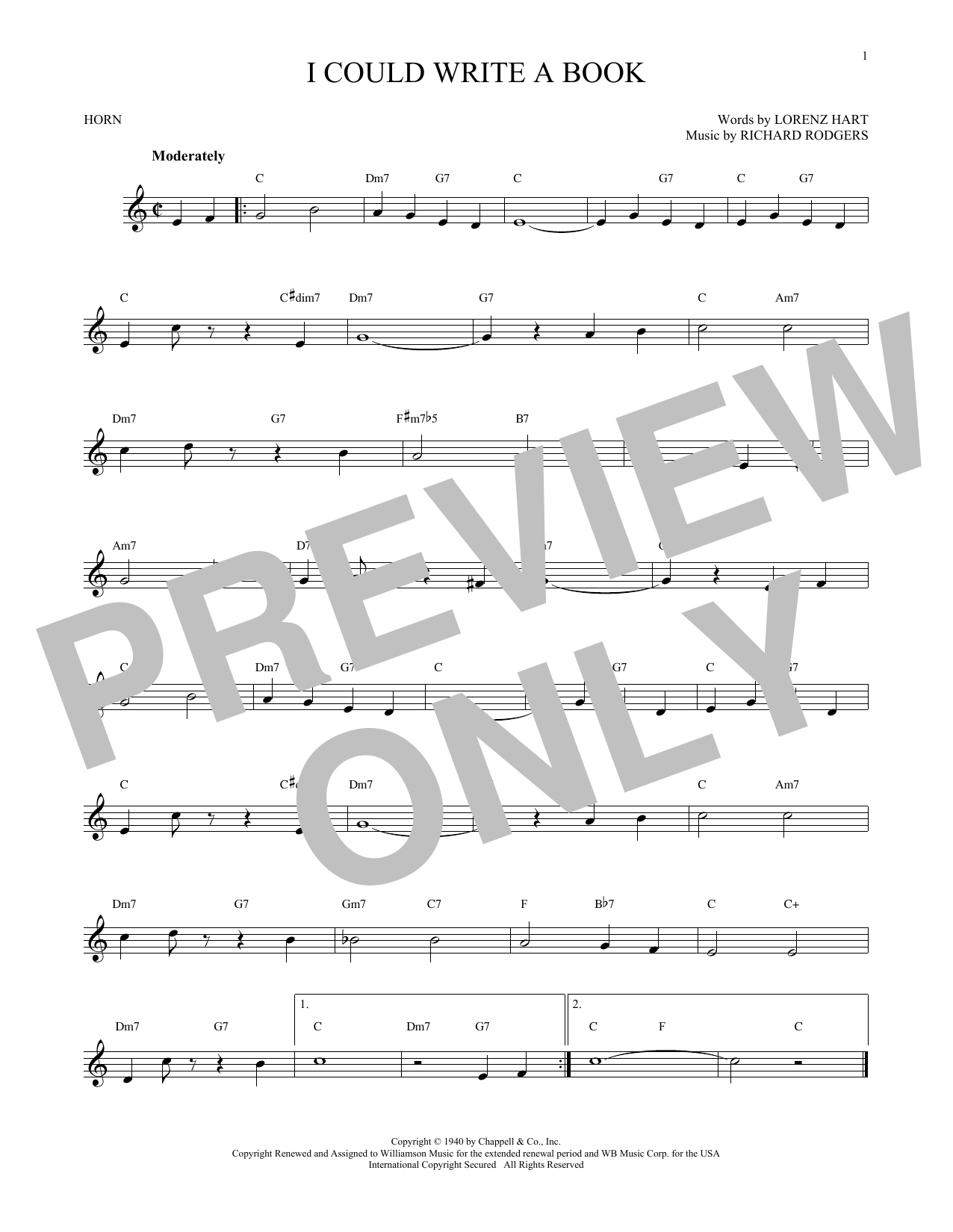 Produktgalerie: Seite 1 von 1 I Could Write A Book, Rodgers & Hart, Horn