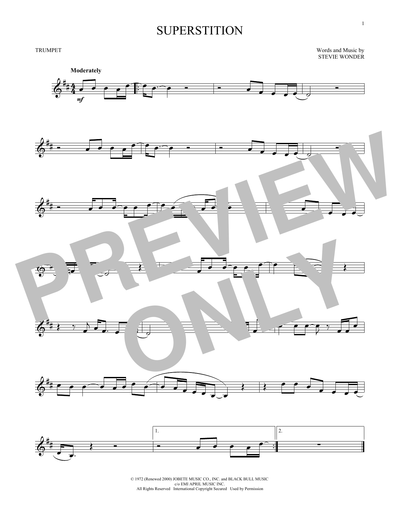 Product picture to: Superstition - Stevie Wonder