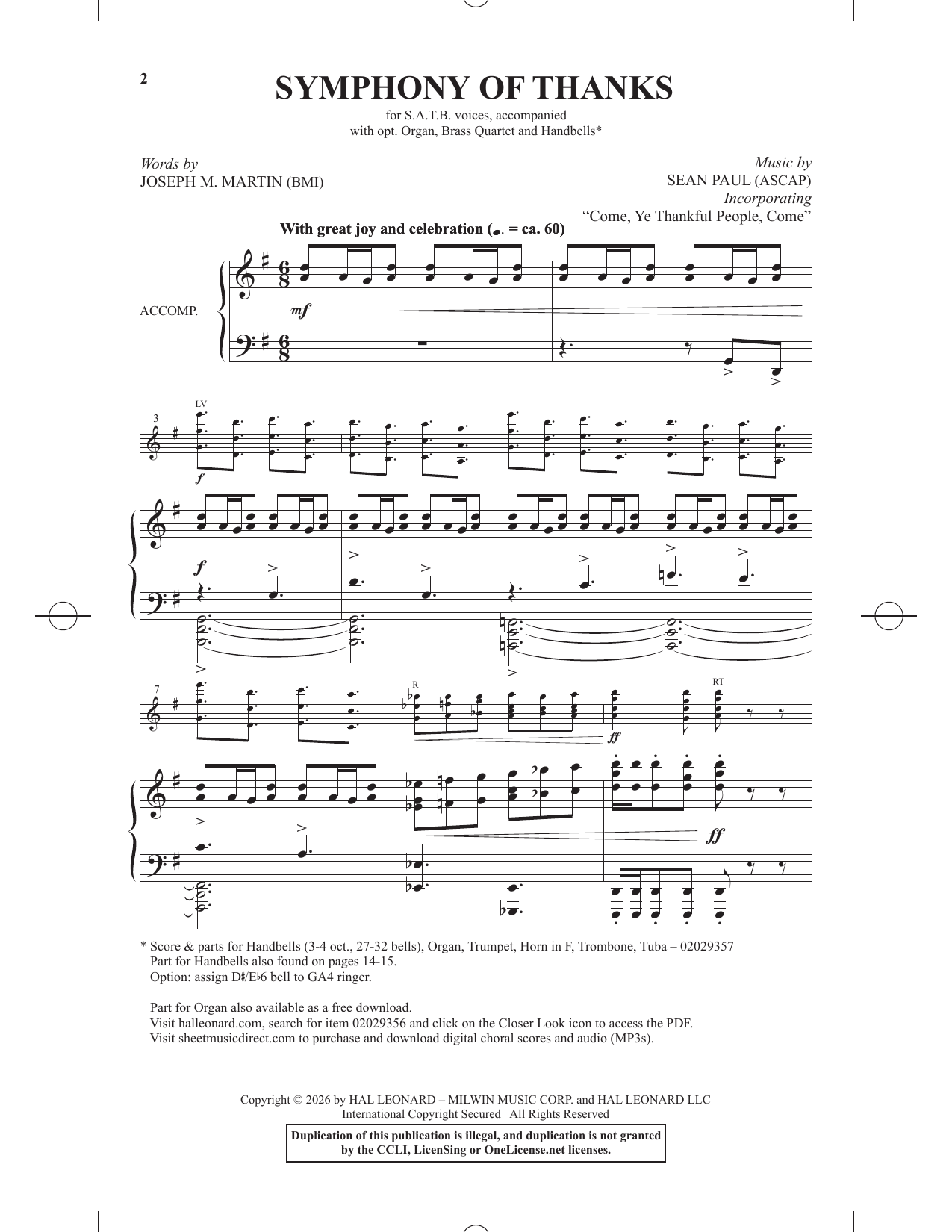 Produktgalerie: Seite 1 von 1 Symphony Of Thanks, Sean Paul, Chor