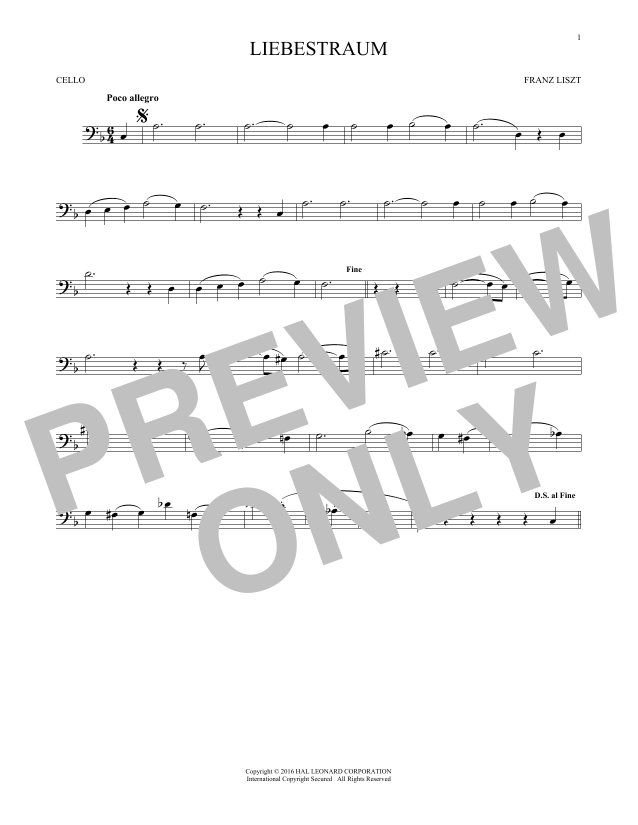 Produktgalerie: Seite 1 von 1 Liebestraum (Dream Of Love), Franz Liszt, Violoncello