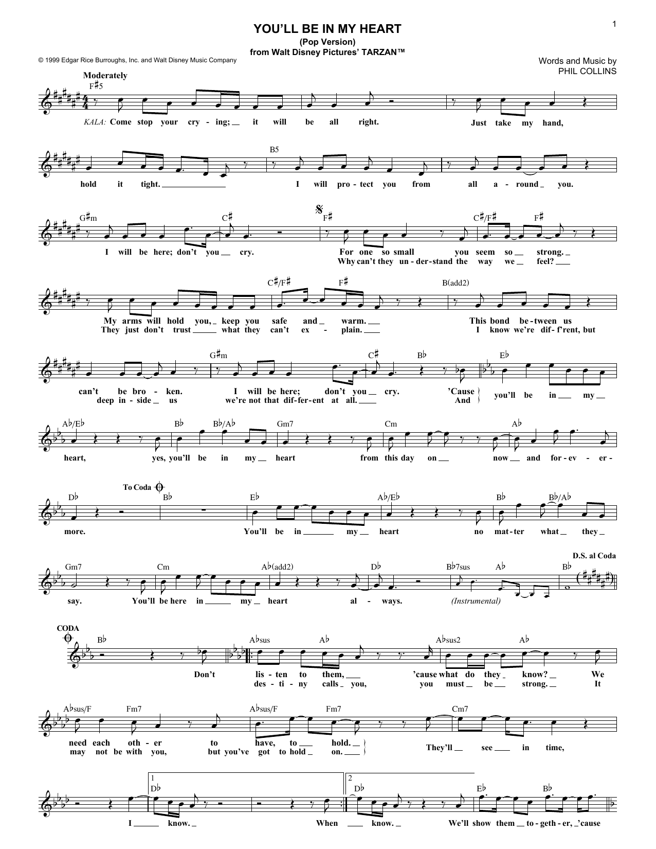 Produktbild zu: You'll Be In My Heart (from Tarzan: The Broadway Musical)