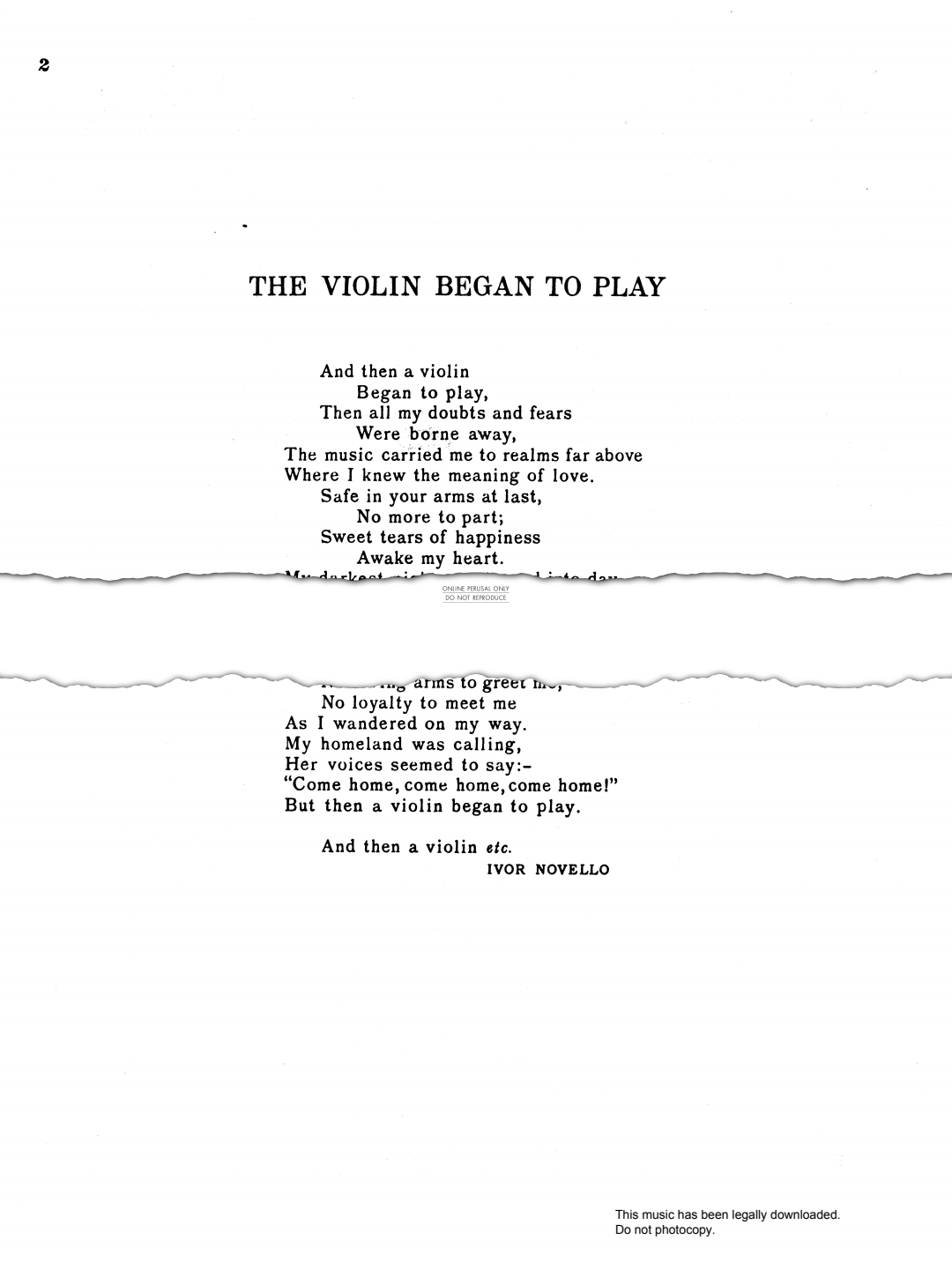 gallery: The Violin Began To Play (from 'King's Rhapsody'), Ivor Novello, Gesang, Klavier