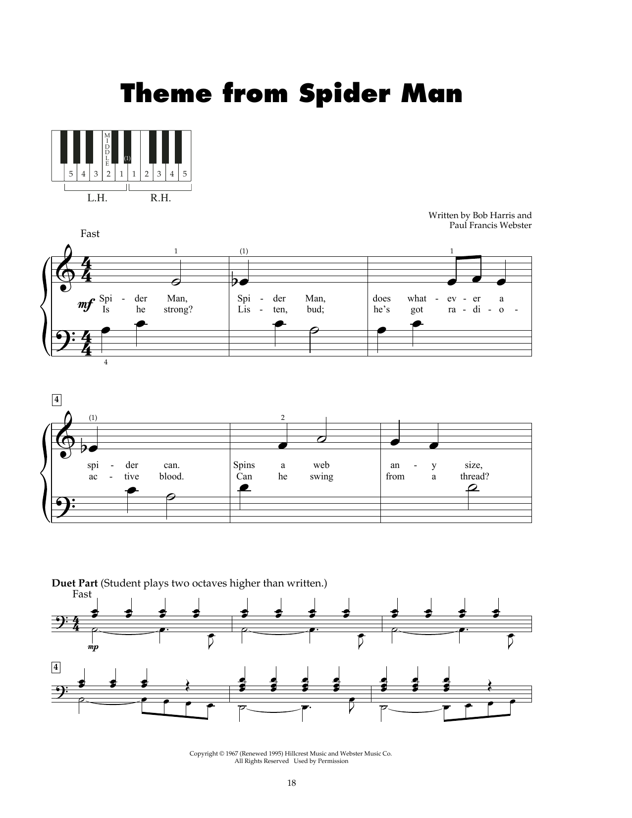 Produktgalerie: Seite 1 von 1 Theme From Spider Man, Paul Francis Webster, Klavier