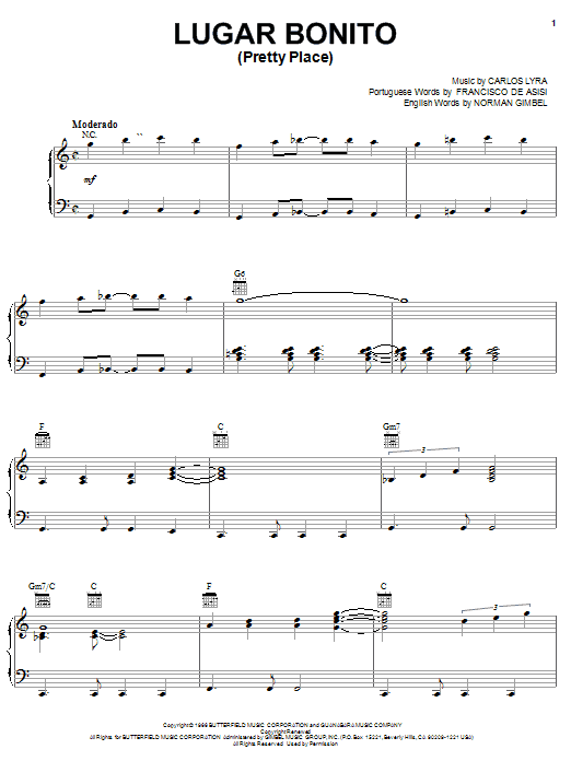 Produktgalerie: Seite 1 von 1 Lugar Bonito (Pretty Place), Norman Gimbel, Gesang, Gitarre, Klavier