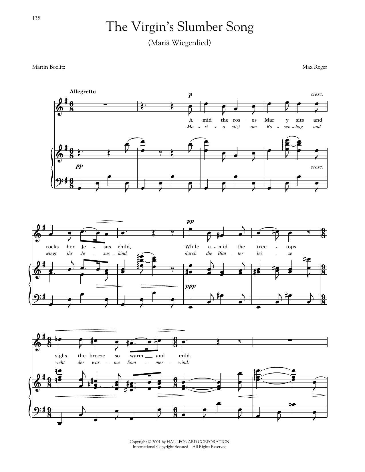 Product picture to: Mariä Wiegenlied (The Virgin's Slumber Song) (Reger)