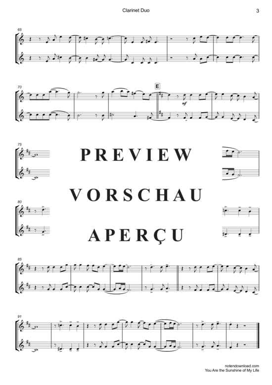 Product gallery: Page 4 of 8 You Are the Sunshine of My Life , Wonder, Stevie, (Clarinet duet)