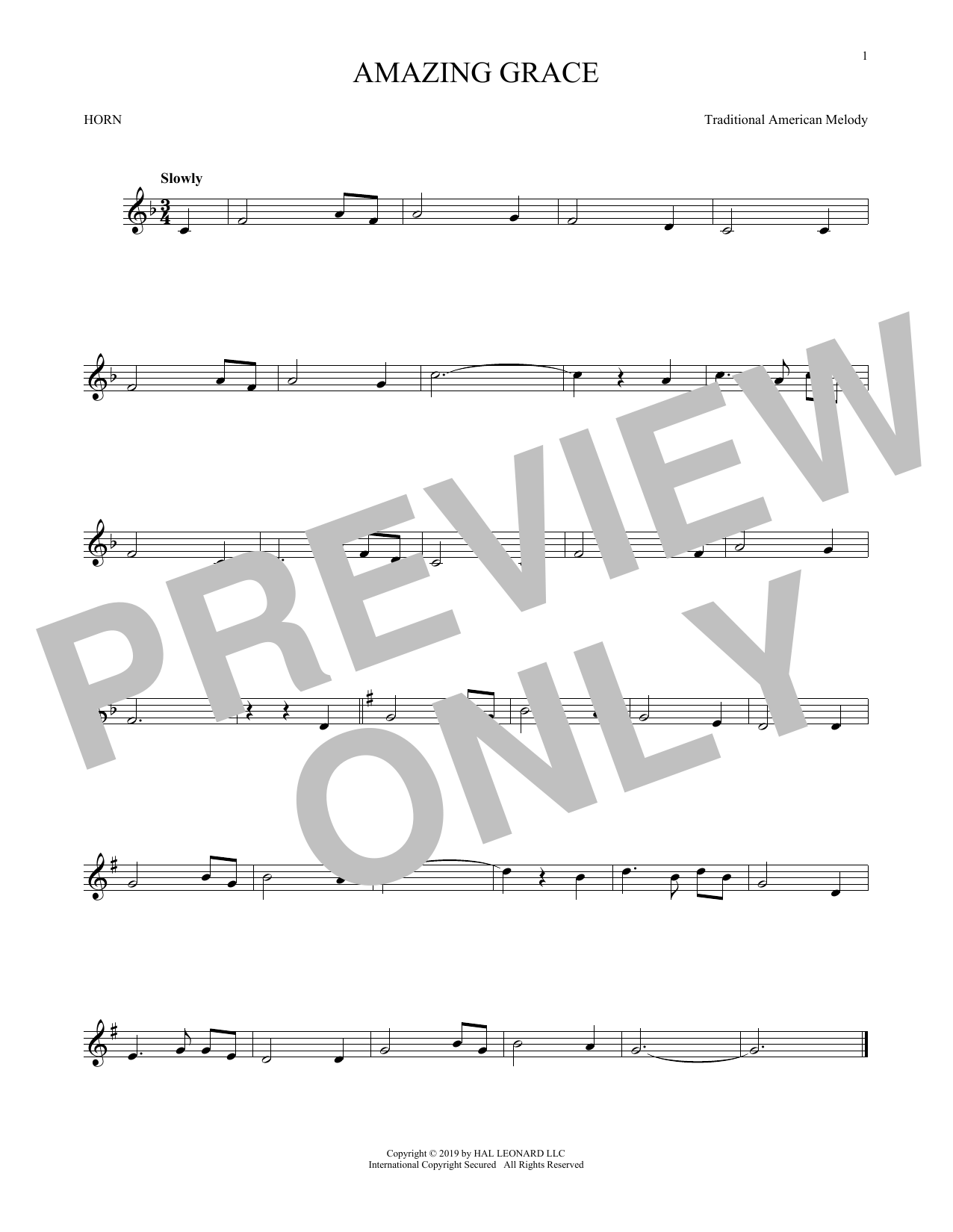 Produktgalerie: Seite 1 von 1 Amazing Grace, Traditional American Melody, Horn