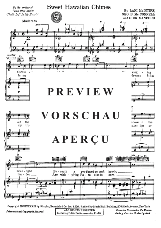 Produktgalerie: Seite 3 von 8 Sweet Hawaiian Chimes , Popular Standard, Klavier und Gesang