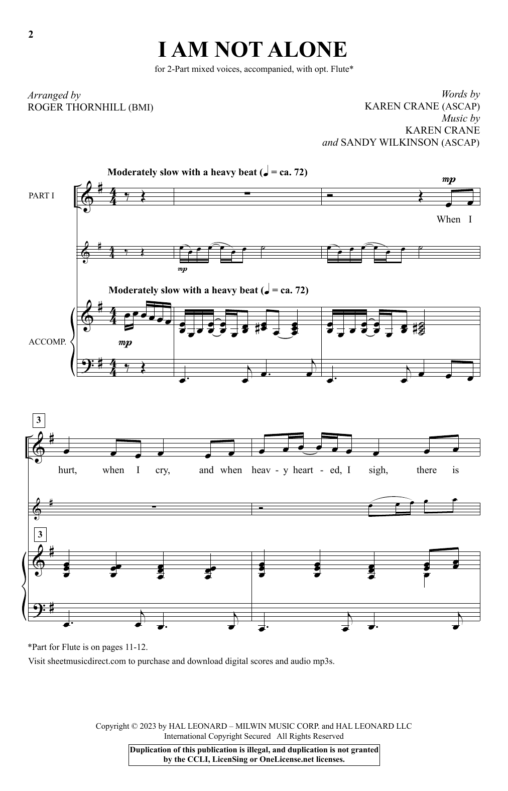 Product picture to: I Am Not Alone (arr. Roger Thornhill)
