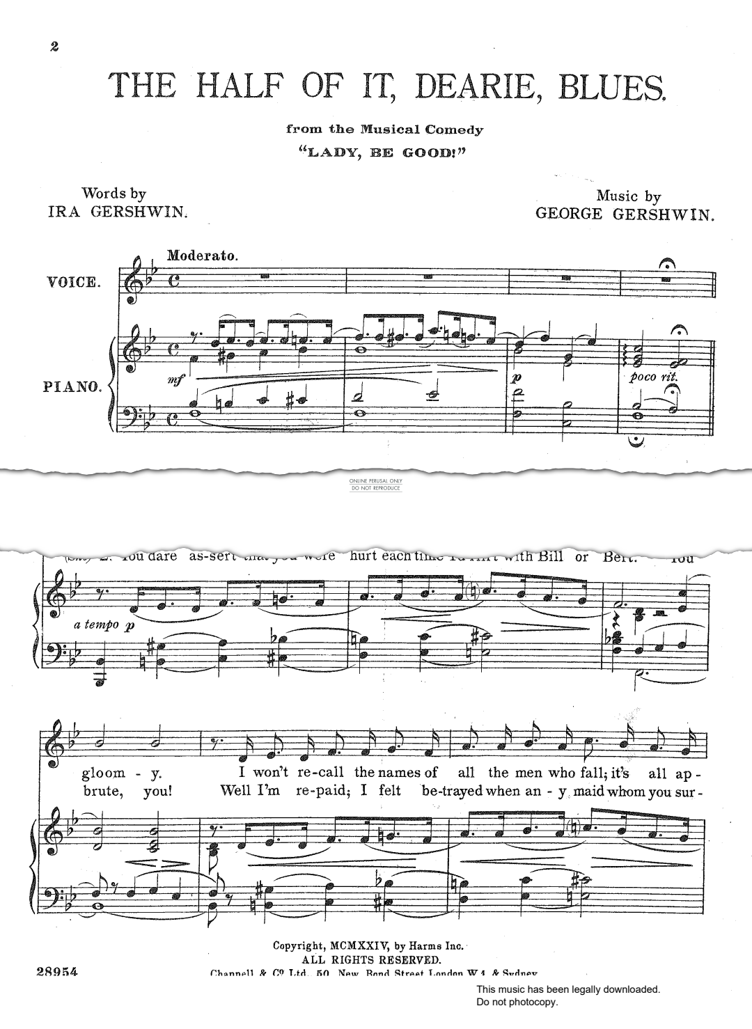 Product gallery: Page 1 of 1 The Half Of It, Dearie Blues (from 'Lady, Be Good'), George Gershwin