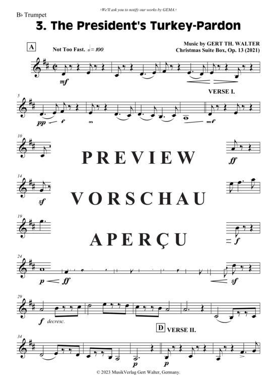 Produktgalerie: Seite 13 von 21 The President´s Turkey-Pardon , , (Combo Band + Trompete in B, Alt Saxophon)