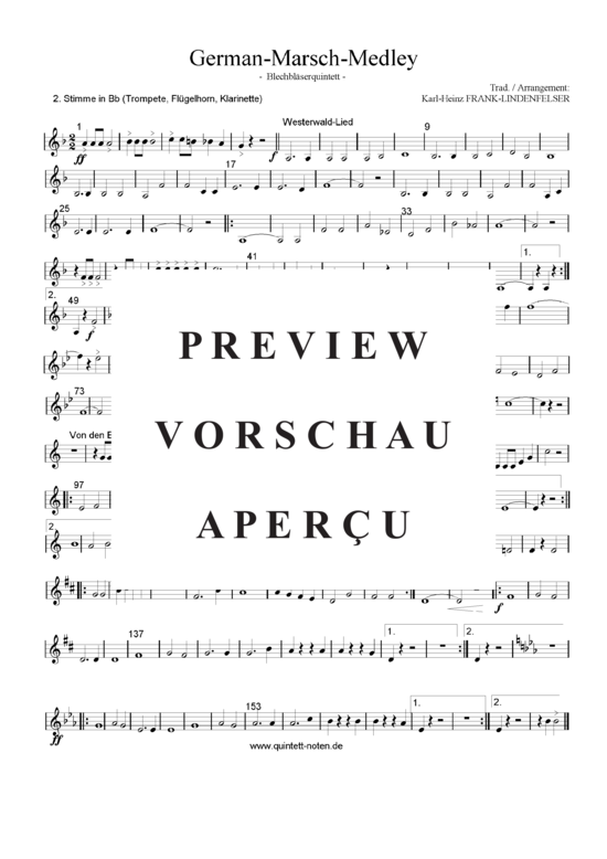 Produktgalerie: Seite 11 von 21 German-Marsch-Medley , Blasorchester Fatamo, (Blechbläser Quintett flexible Besetzung)