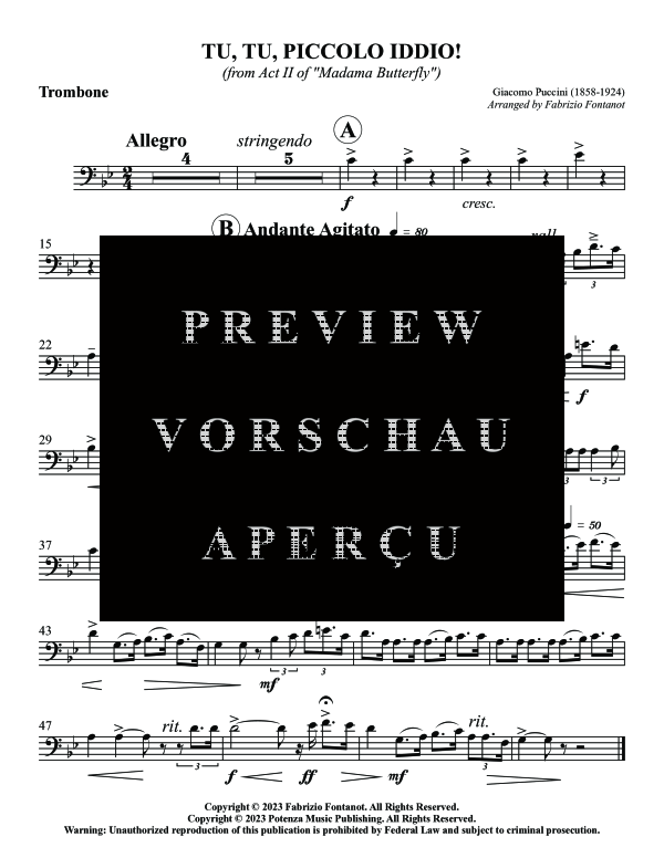 Product gallery: Page 8 of 9 Tu, tu, piccolo iddio!, , (trombone and piano)