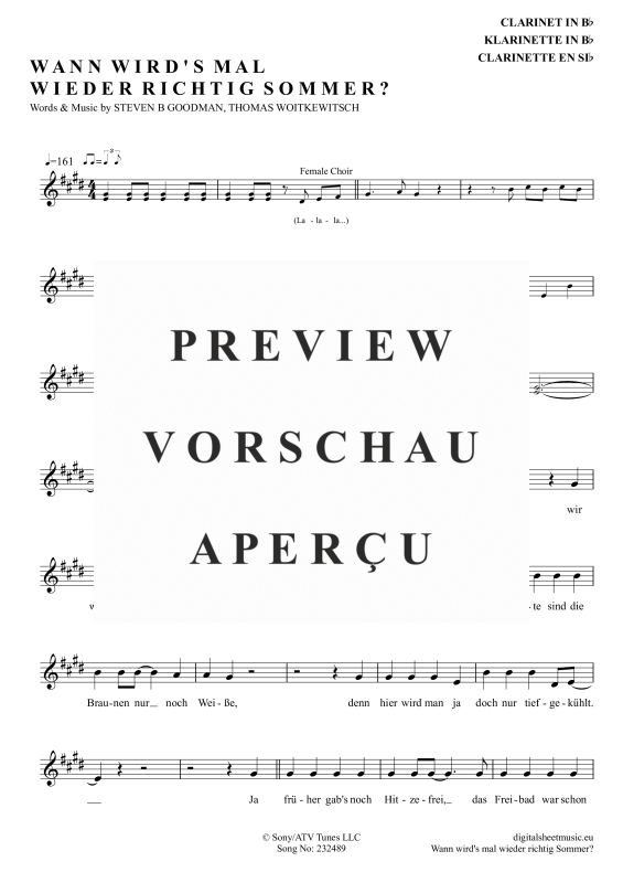 Product gallery: Page 2 of 5 Wann wird’s mal wieder richtig Sommer , Carrell, Rudi, Klarinette in B