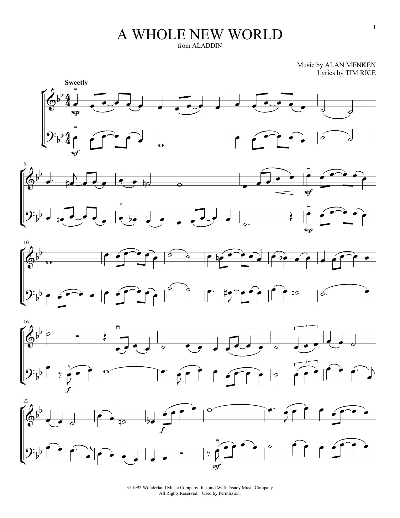 Produktgalerie: Seite 1 von 1 A Whole New World (from Aladdin) (arr. Michelle Hynson), Tim Rice