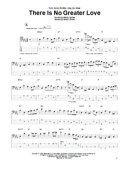 Produktgalerie: Seite 1 von 1 There Is No Greater Love, Marty Symes, E-Bass