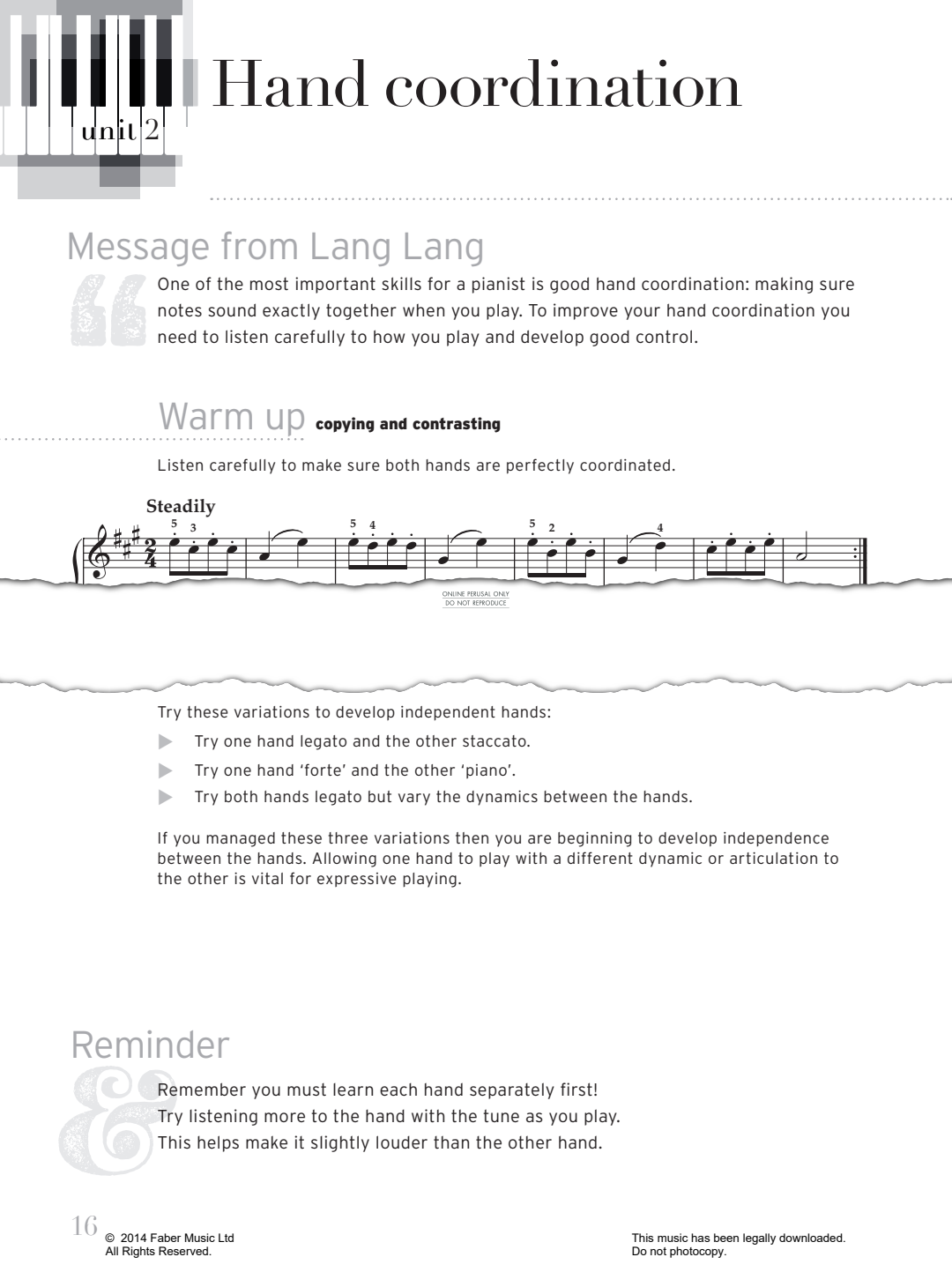 Produktgalerie: Seite 1 von 1 Warm Up - Hand Coordination, Lang Lang, Klavier