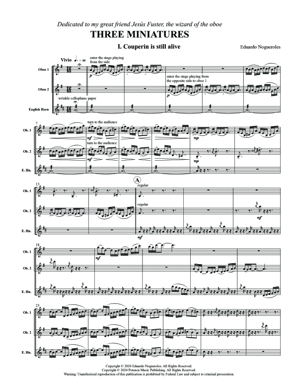 Product gallery: Page 1 of 11 Three Miniatures, , (woodwind trio 2x oboe and cor anglais)