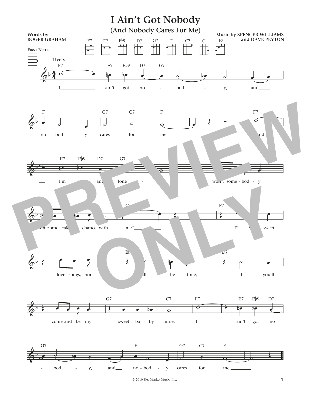 Product gallery: Page 1 of 1 I Ain't Got Nobody (And Nobody Cares For Me) (from The Daily Ukulele) (arr. Liz and Jim Beloff), Bessie Smith