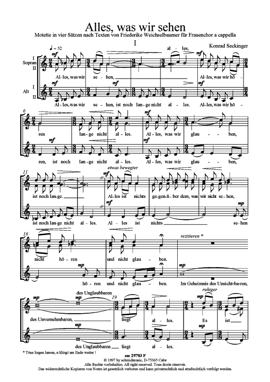 Product picture to: Alles, was wir sehen Konrad Seckinger (Motette in 4 Sätzen)