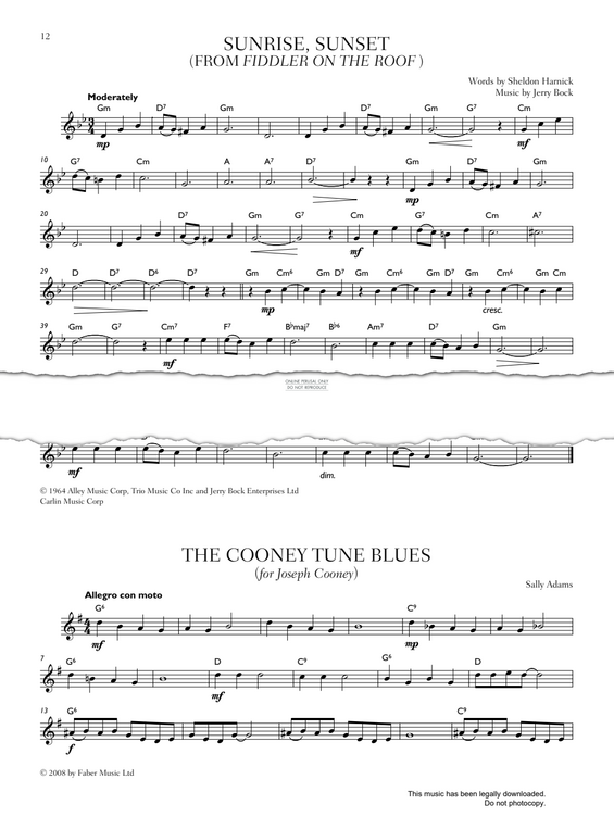 Product gallery: Page 1 of 1 Sunrise, Sunset (from 'Fiddler On The Roof'), Jerry Bock