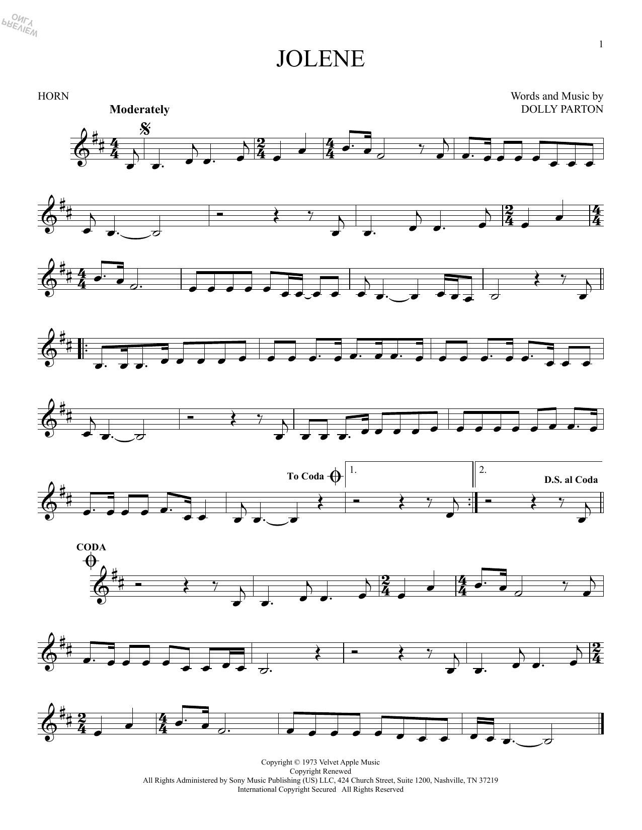 Produktgalerie: Seite 1 von 1 Jolene, Dolly Parton, Horn