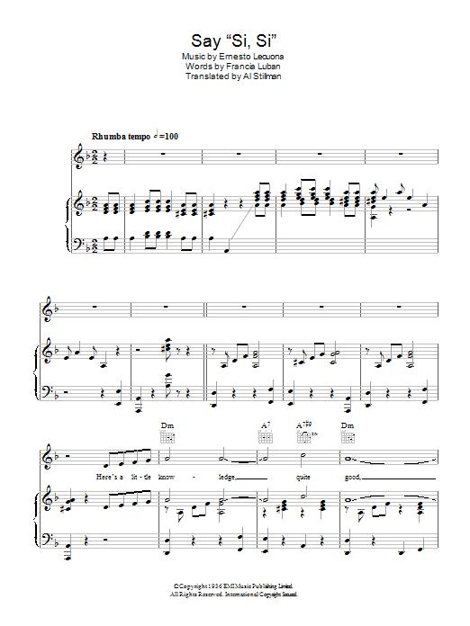 Produktgalerie: Seite 1 von 1 Say "Si, Si", Ernesto Lecuona, Gesang, Gitarre, Klavier