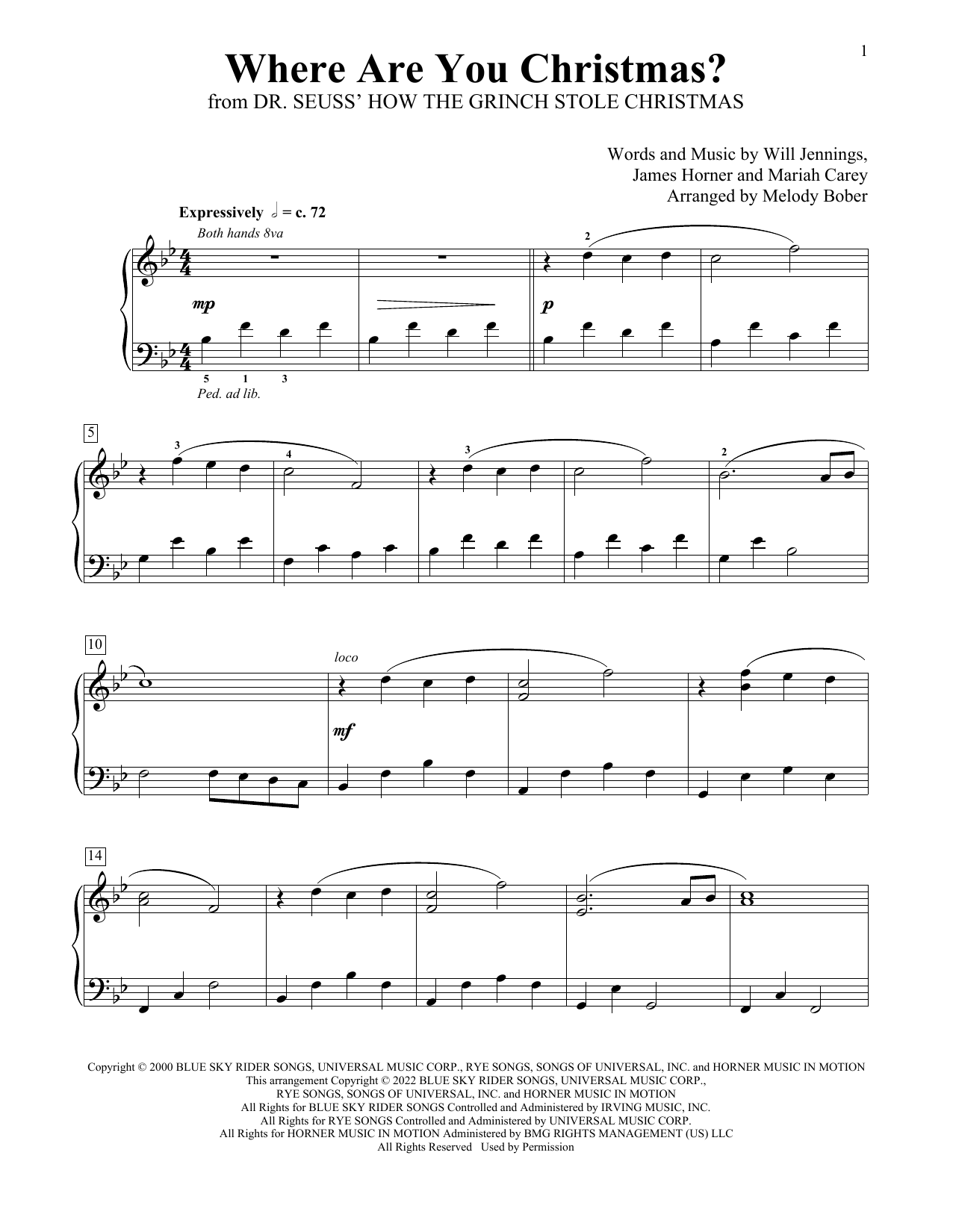 Product picture to: Where Are You Christmas? (from How The Grinch Stole Christmas) (arr. Melody Bober)