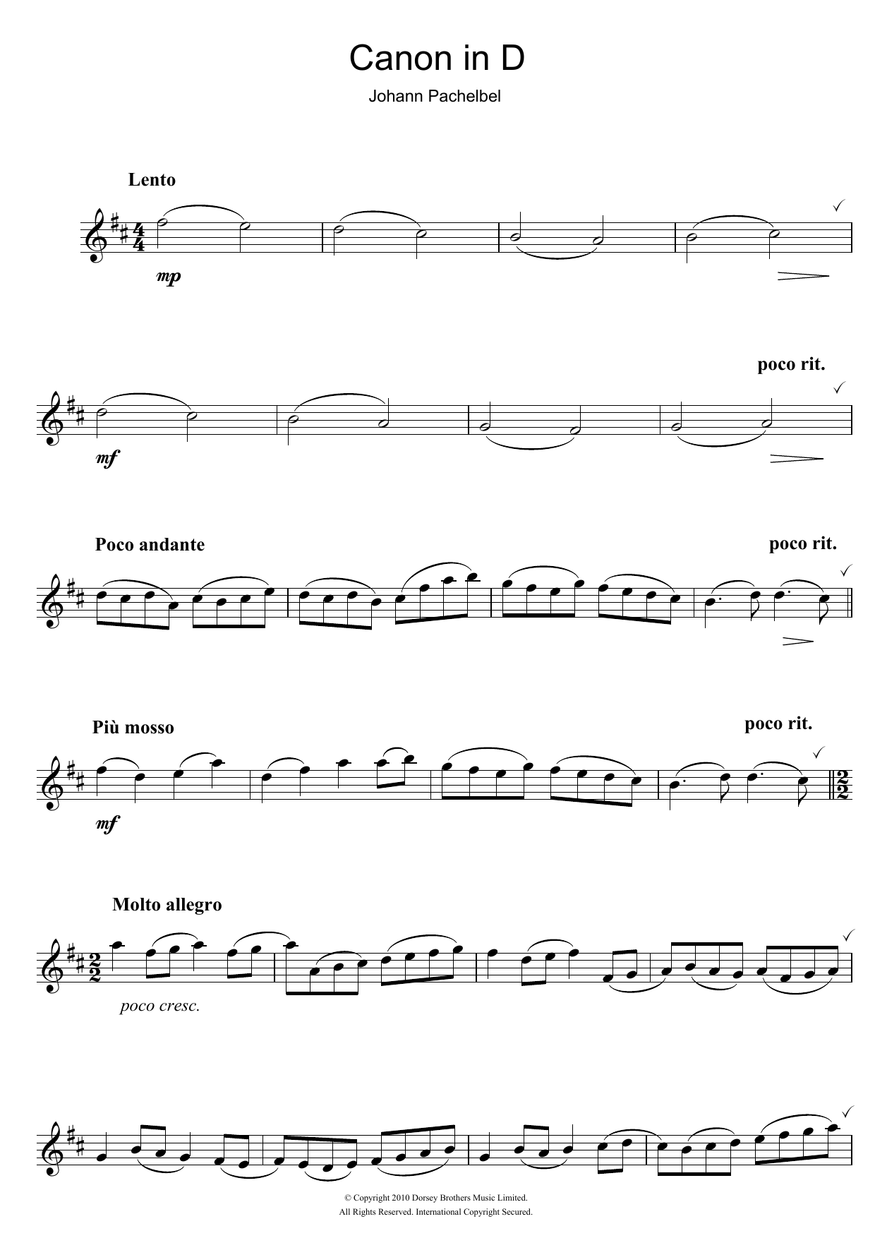 Produktgalerie: Seite 1 von 1 Canon in D, Johann Pachelbel, Saxophon