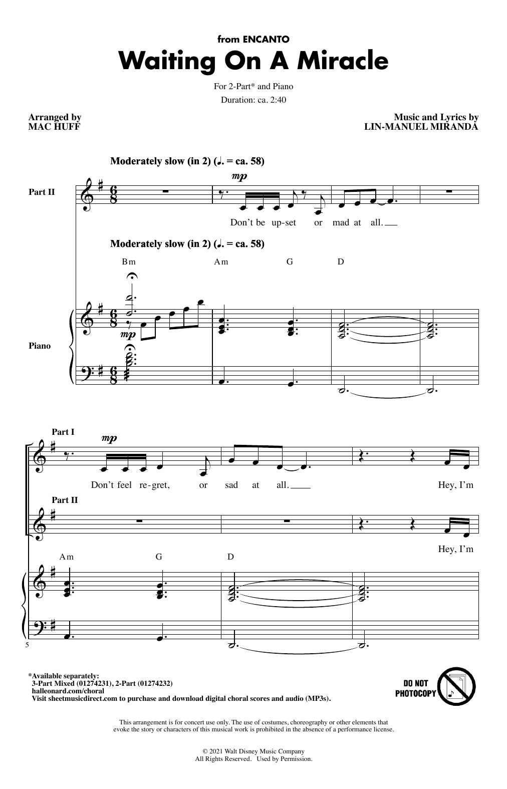 Produktbild zu: Waiting On A Miracle (from Encanto) (arr. Mac Huff)