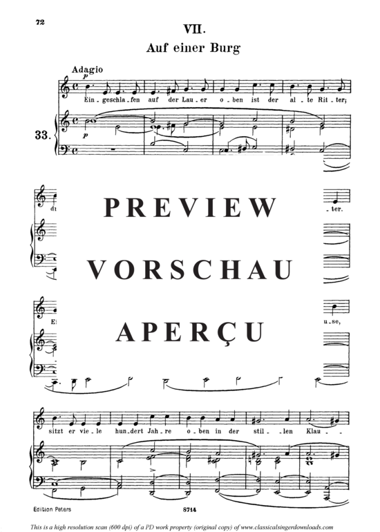 Product gallery: Page 2 of 3 Auf einer Burg, Op.39 No.7, , Medium Voice and Piano