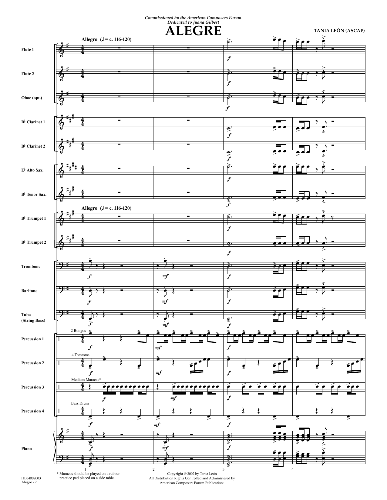 Produktgalerie: Seite 1 von 1 Alegre - Full Score, Tania Leon, Ensemble