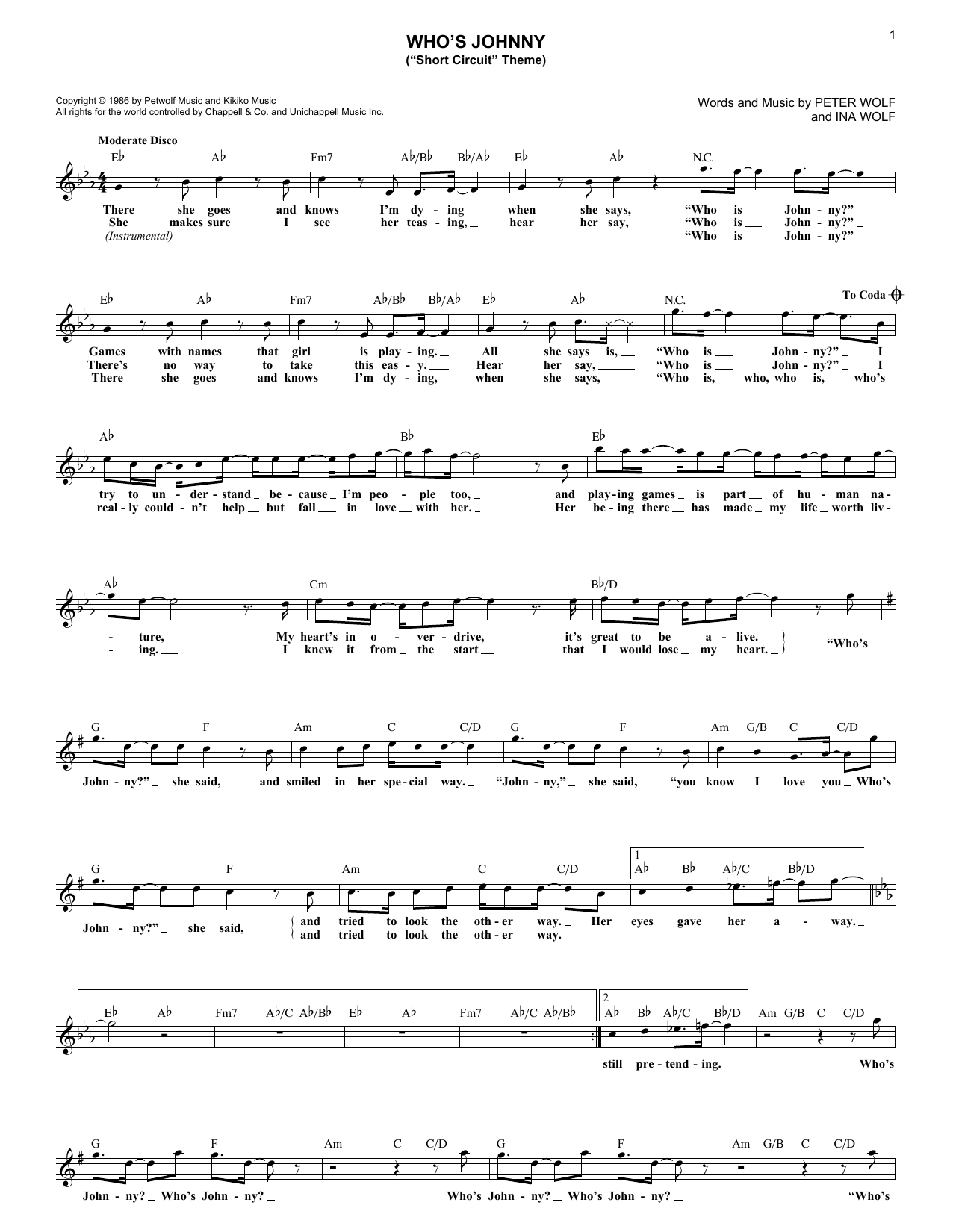 Produktbild zu: Who's Johnny ("Short Circuit" Theme)