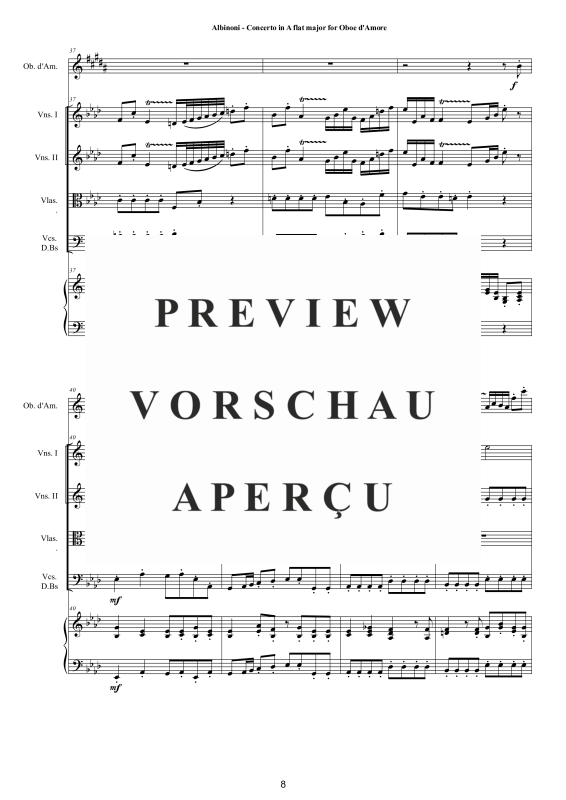 Product gallery: Page 9 of 11 Concerto in Ab-Dur Op.9, , Oboe D'Amore Solo, String Ensemble, and Harpsichord (Bc)