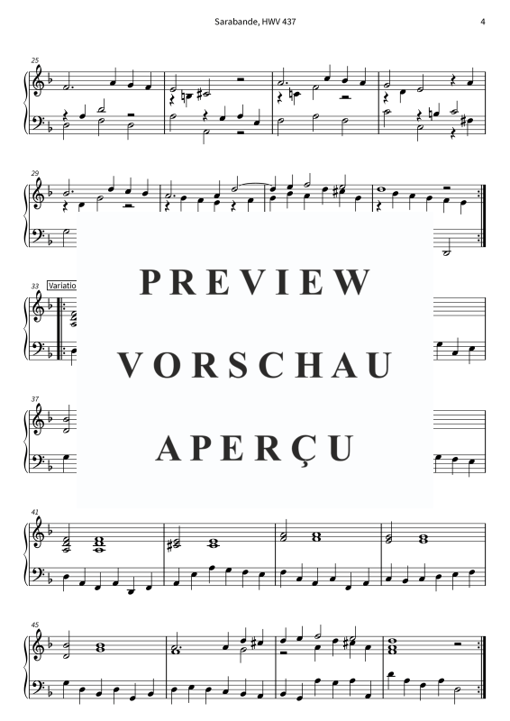 Produktgalerie: Seite 6 von 6 Sarabande - Suite Nr. 4 d-Moll HWV 437, , Klavier Solo