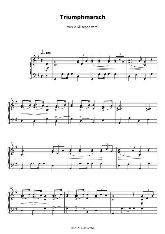Product gallery: Page 1 of 6 Triumphmarsch - Vereinfachte Fassung, , Piano Solo