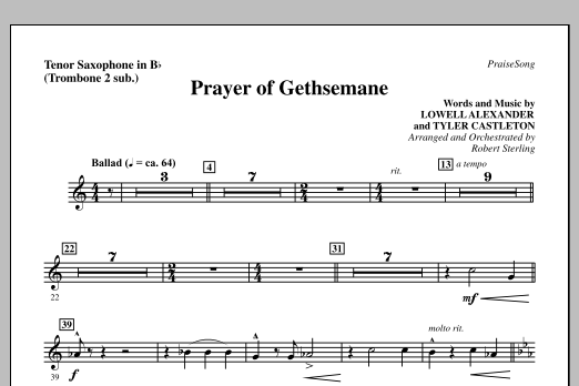 Product picture to: Prayer Of Gethsemane - Tenor Sax (sub. Tbn 2)