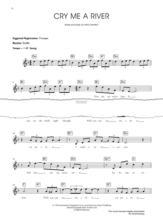 Produktgalerie: Seite 1 von 1 Cry Me A River, Arthur Hamilton, Gesang, Keyboard