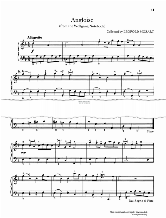 Product gallery: Page 1 of 1 Angloise (from the Wolfgang Notebook), Leopold Mozart