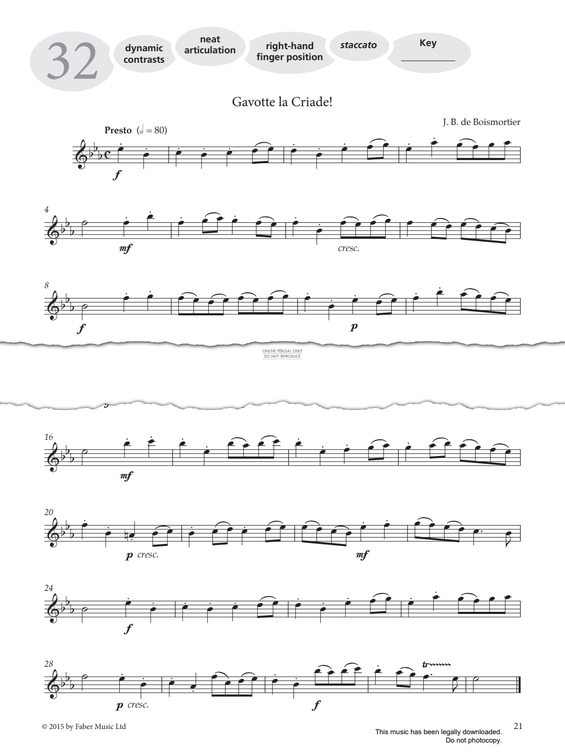 Product gallery: Page 1 of 1 Study No.32 Gavotte la Criade! (from 'More Graded Studies For Flute Book One'), Joseph Bodin de Boismortier