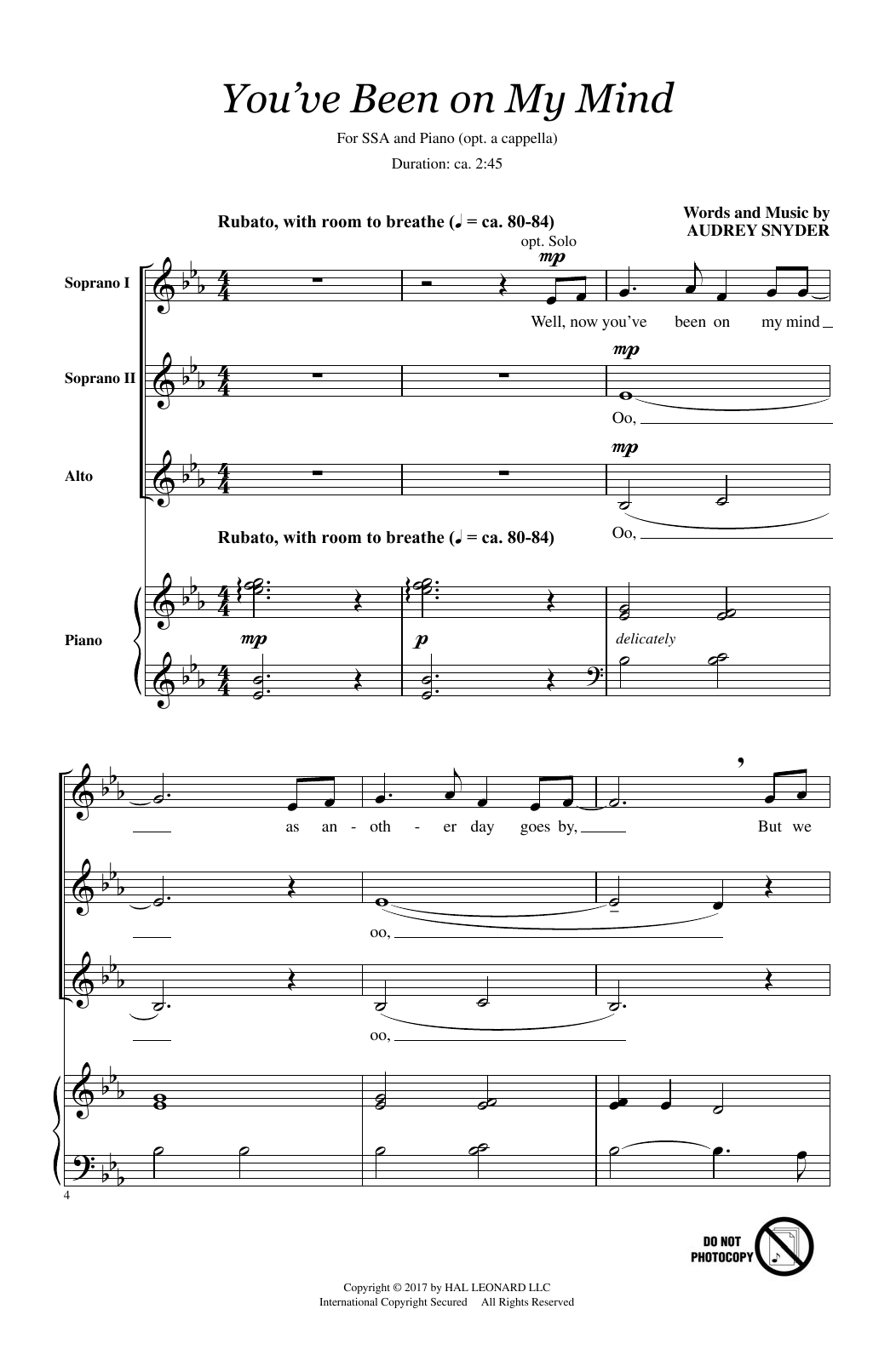 Produktgalerie: Seite 1 von 1 You've Been On My Mind, Audrey Snyder, Chor