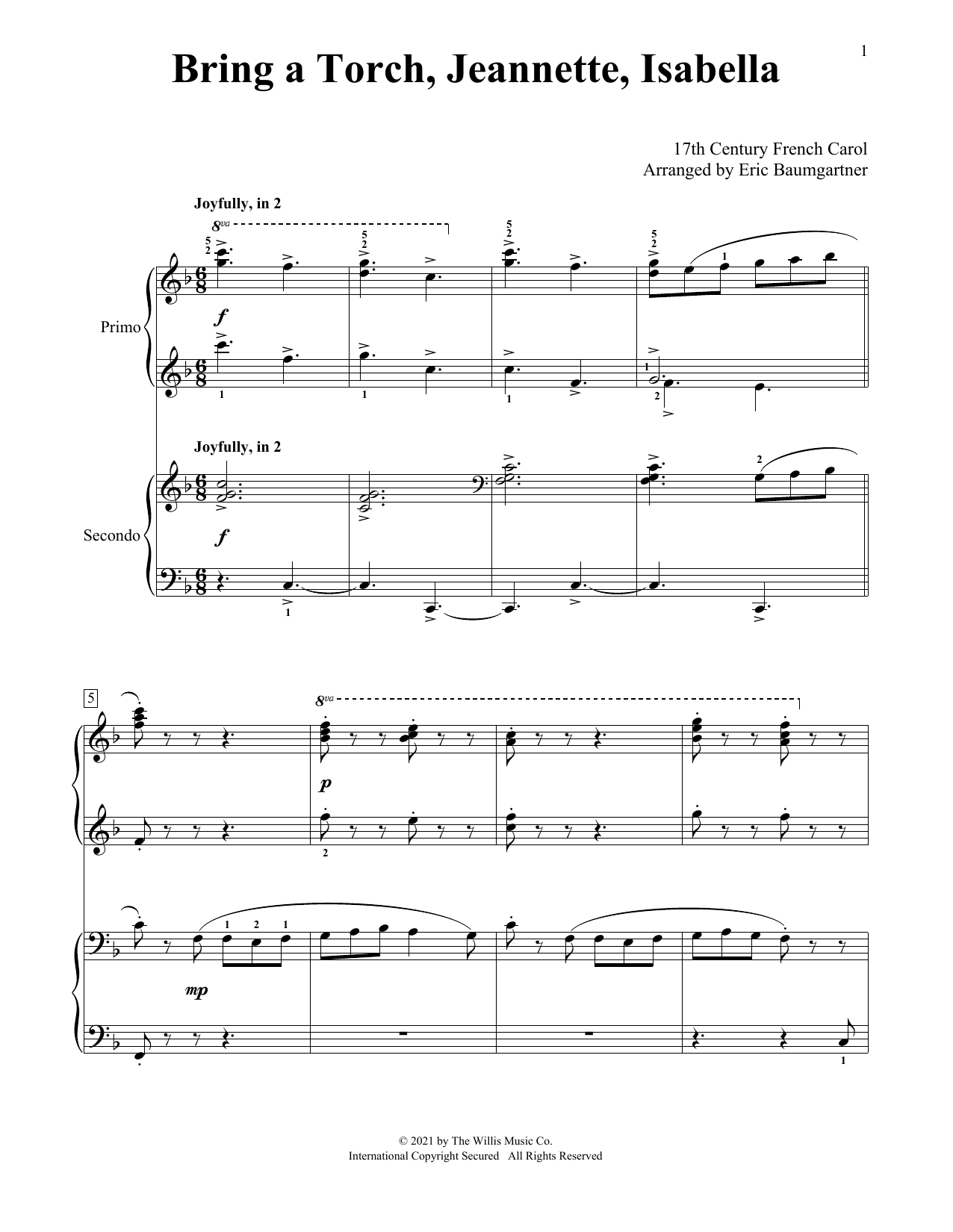 Produktbild zu: Bring A Torch, Jeannette, Isabella (arr. Eric Baumgartner)